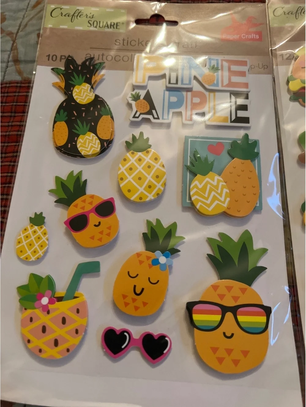 Crafter's Square Pineapple and Food-Themed Stickers and Yellow Gem Stickers Set